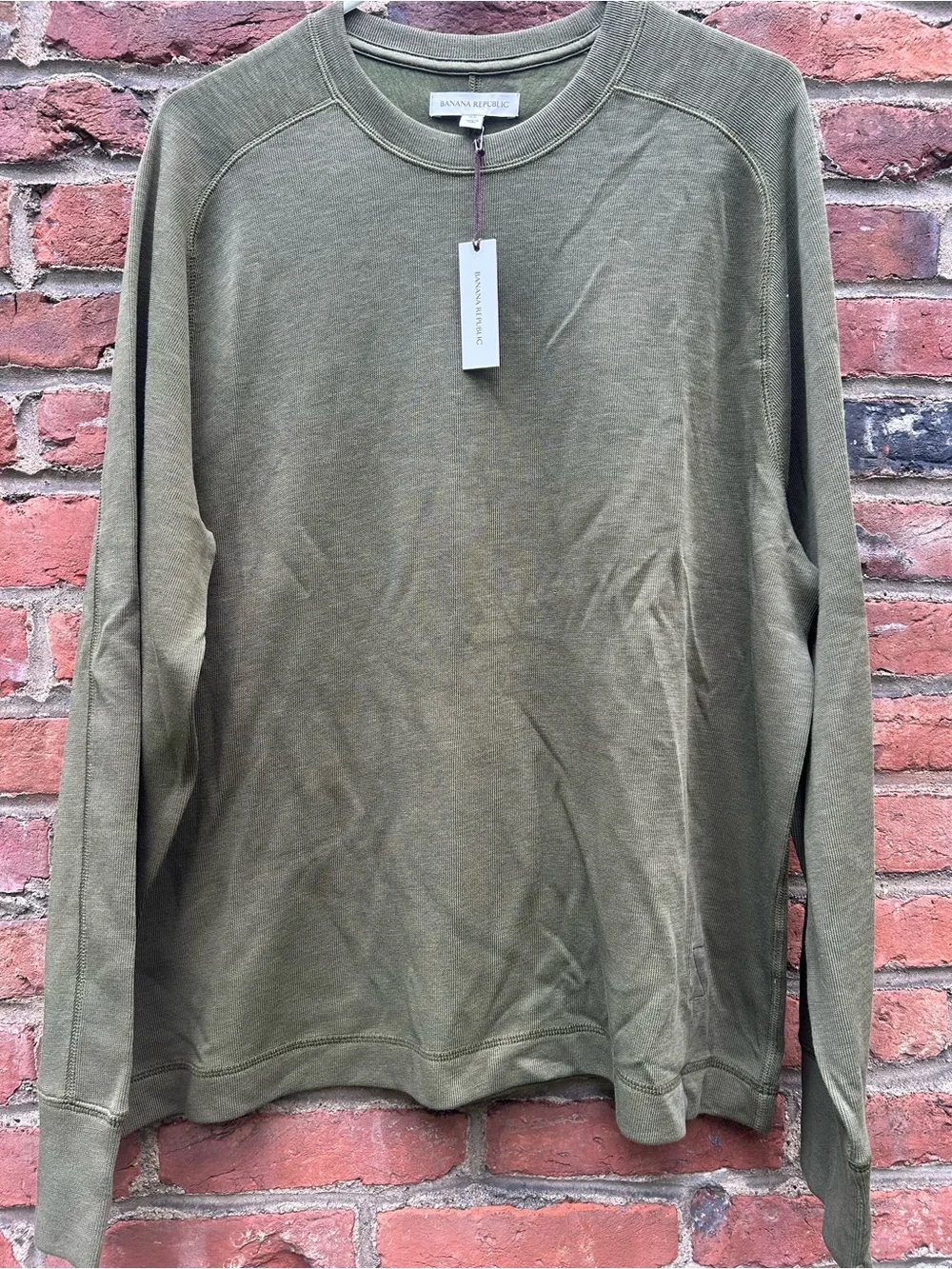 Banana Republic Olive Green Long Sleeve Crewneck Pullover